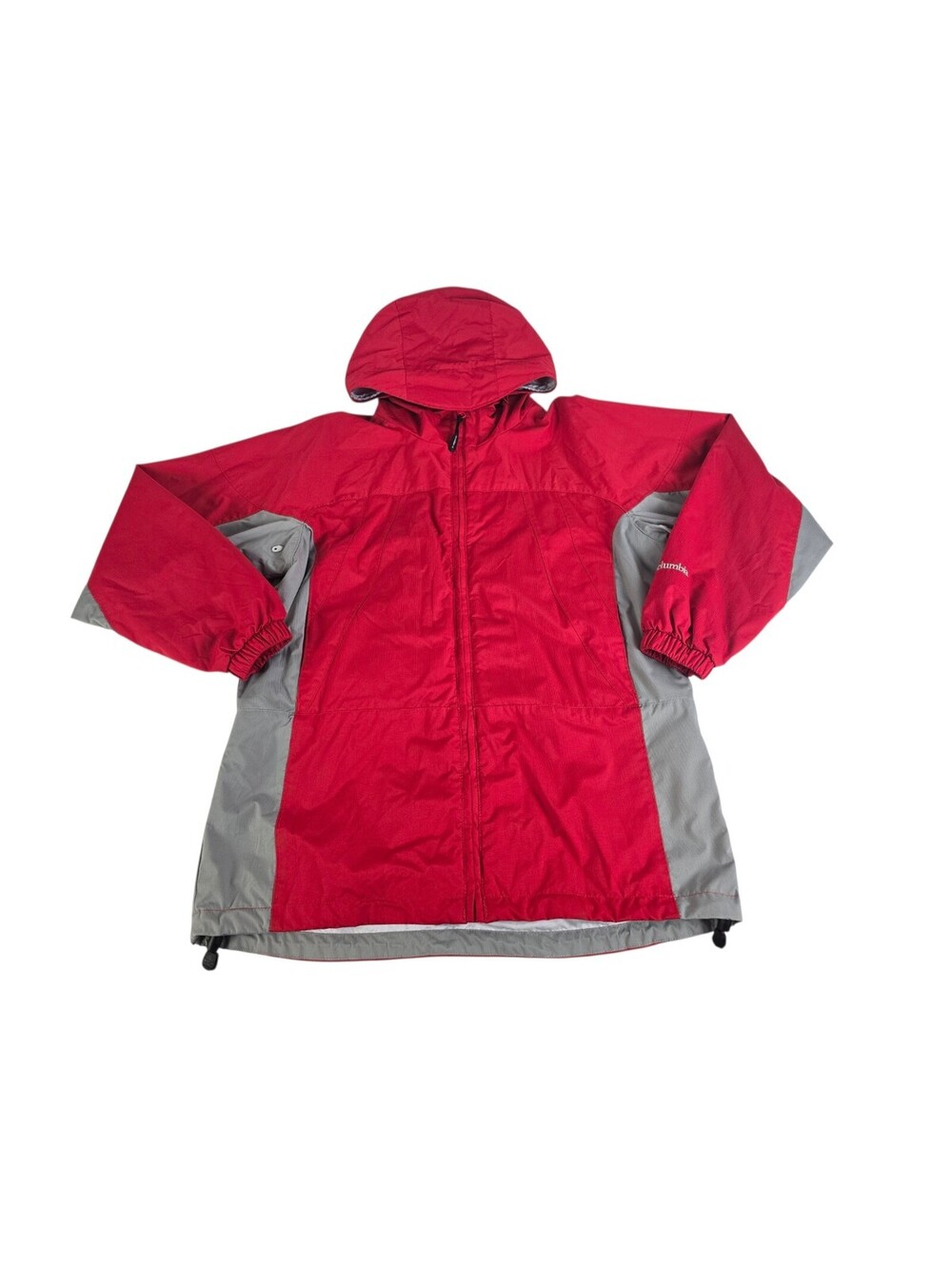 Sz M Columbia Jacket Women’s Red Full Zip Snap Coat Hooded Outdoor Wear